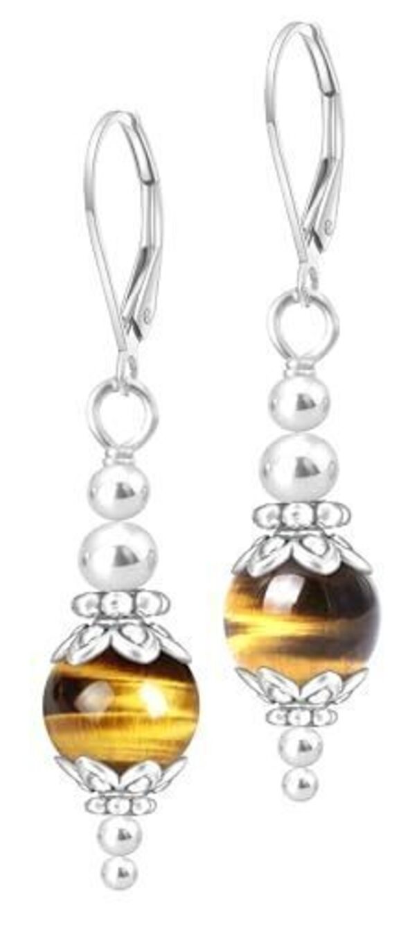 5003 Natural Yellow Tiger-Eye Quartz Gem Stone Bead Statement Drop